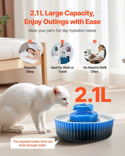 Purrfect Pet Kingdom® - Ceramic Cupcake Water Fountain for Cats and Small Pet Dogs - Feeders