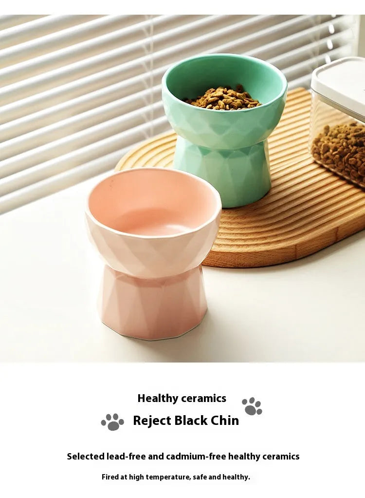 Purrfect Pet Kingdom® - Ceramic High Foot Cervical Protection Pet Bowl - Bowls