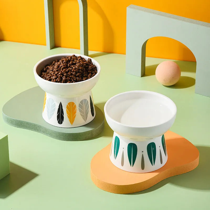 Purrfect Pet Kingdom® - Ceramic Non Slip Elevated Pet Cat Dog Food Bowl - 0