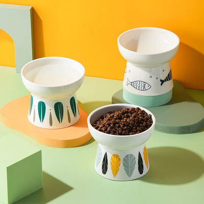 Purrfect Pet Kingdom® - Ceramic Non Slip Elevated Pet Cat Dog Food Bowl - 0