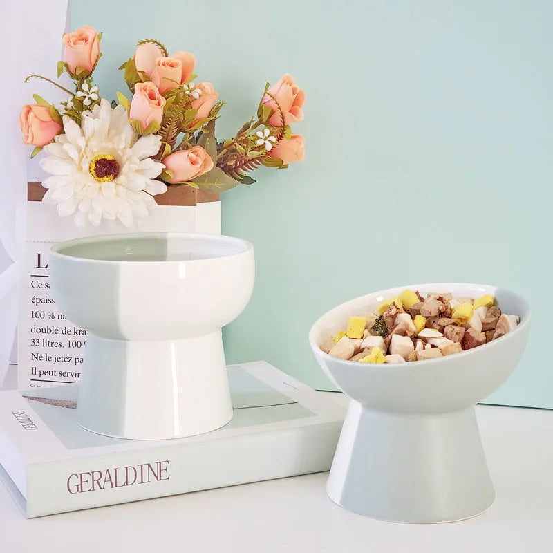 Purrfect Pet Kingdom® - Ceramic Pet Slant Mouth Dog And Cat Food Bowl Set - Bowls