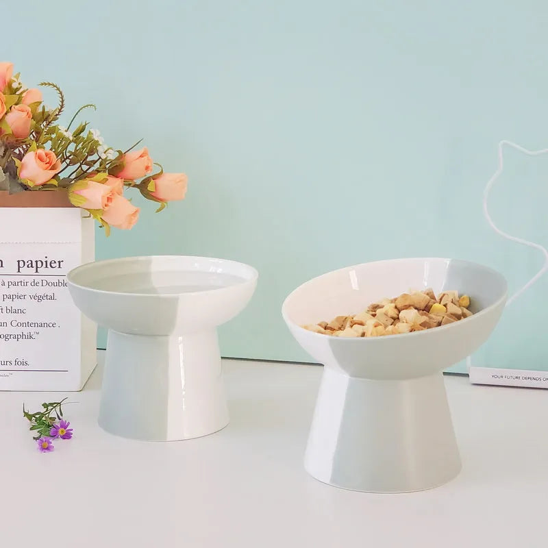 Purrfect Pet Kingdom® - Ceramic Pet Slant Mouth Dog And Cat Food Bowl Set - Bowls