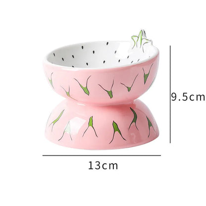 Purrfect Pet Kingdom - Ceramic Raised Cat Bowl 5In Elevated Wide Cat Bowl For Food - Elevated Feeders