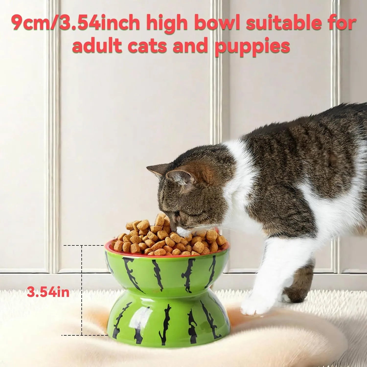 Purrfect Pet Kingdom - Ceramic Raised Cat Bowl 5In Elevated Wide Cat Bowl For Food - Elevated Feeders