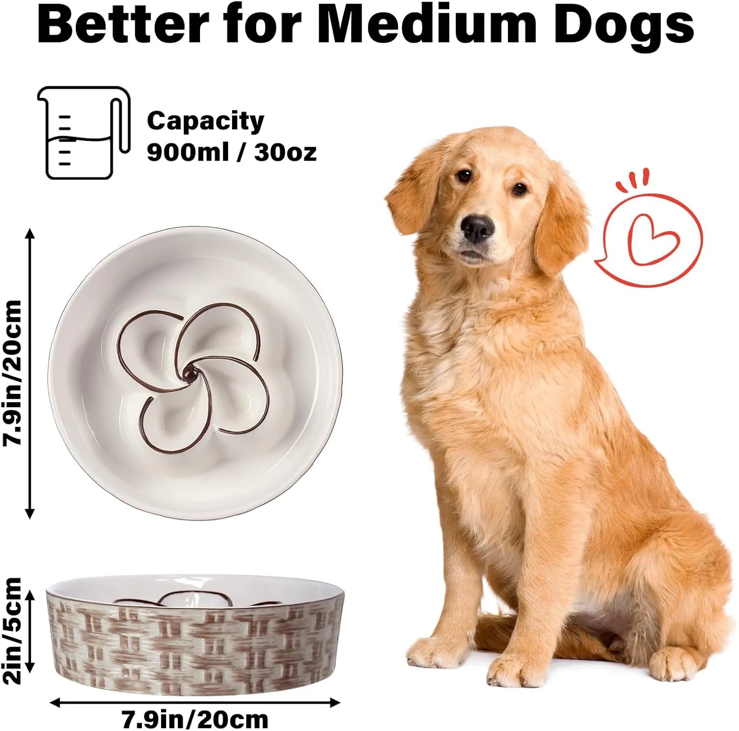 Purrfect Pet Kingdom® - Ceramic Slow Feeder Dog Bowl Slow Feeder Dog Bowl For Medium - 4