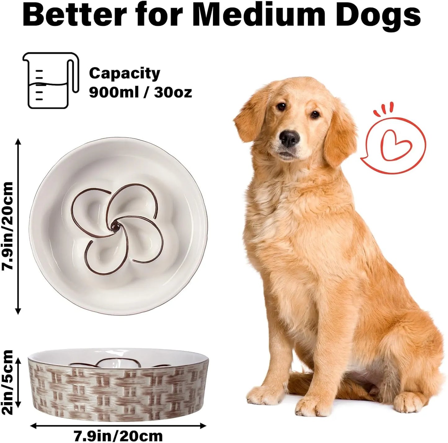 Purrfect Pet Kingdom® - Ceramic Slow Feeder Dog Bowl Slow Feeder Dog Bowl For Medium - 4