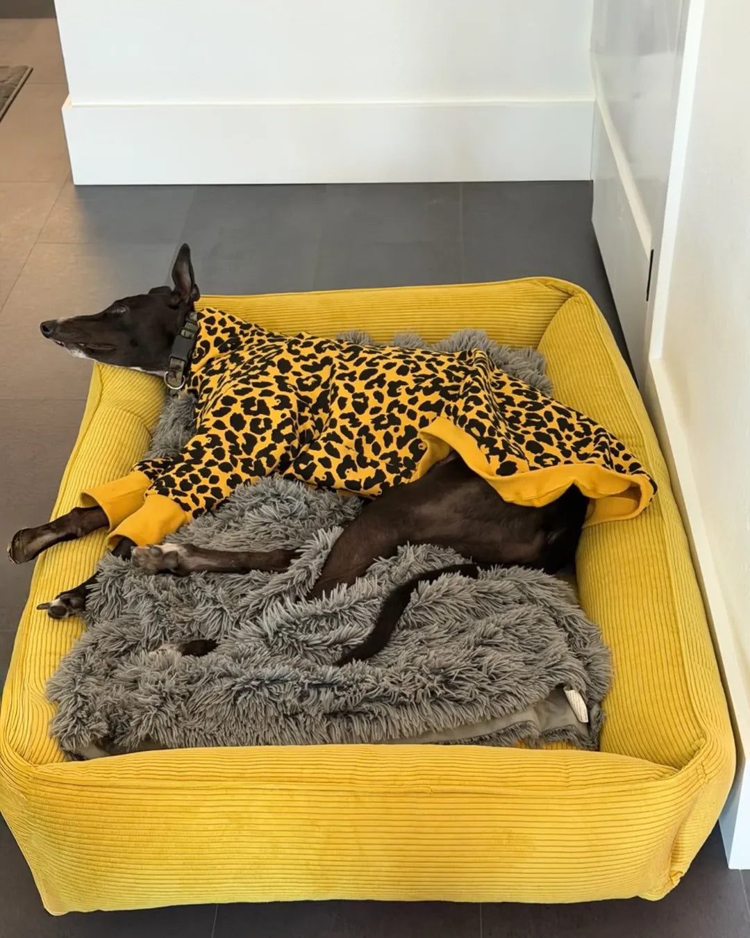 Purrfect Pet Kingdom® - Chester & Lee | Fancy Corduroy Sleeper Dog Bed Sunny Yellow - Beds