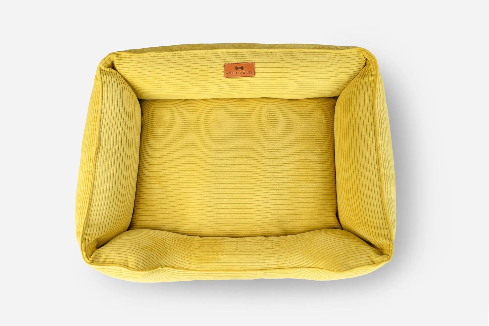 Purrfect Pet Kingdom® - Chester & Lee | Fancy Corduroy Sleeper Dog Bed Sunny Yellow - Beds