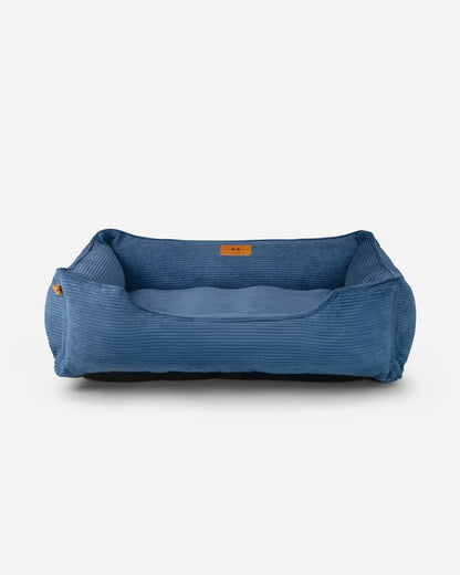 Purrfect Pet Kingdom® - Chester & Lee | Fancy Corduroy Sleeper Dog Bed Blue - Dog Beds