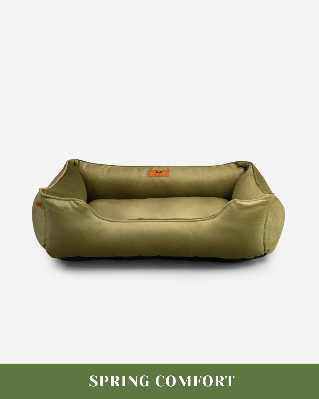 Purrfect Pet Kingdom® - Chester & Lee | Vibrant Velvet Sleeper Dog Bed Olive - Dog Beds