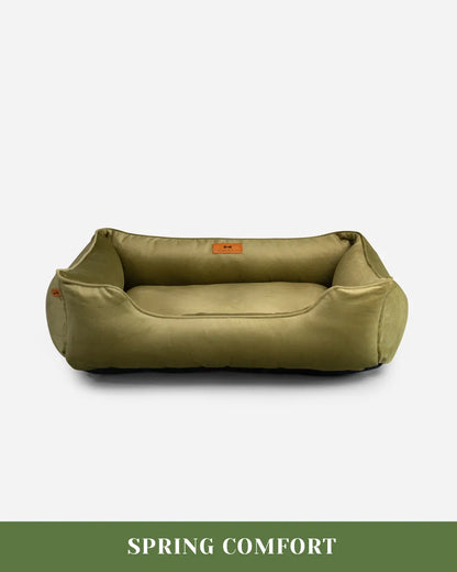Purrfect Pet Kingdom® - Chester & Lee | Vibrant Velvet Sleeper Dog Bed Olive - Dog Beds