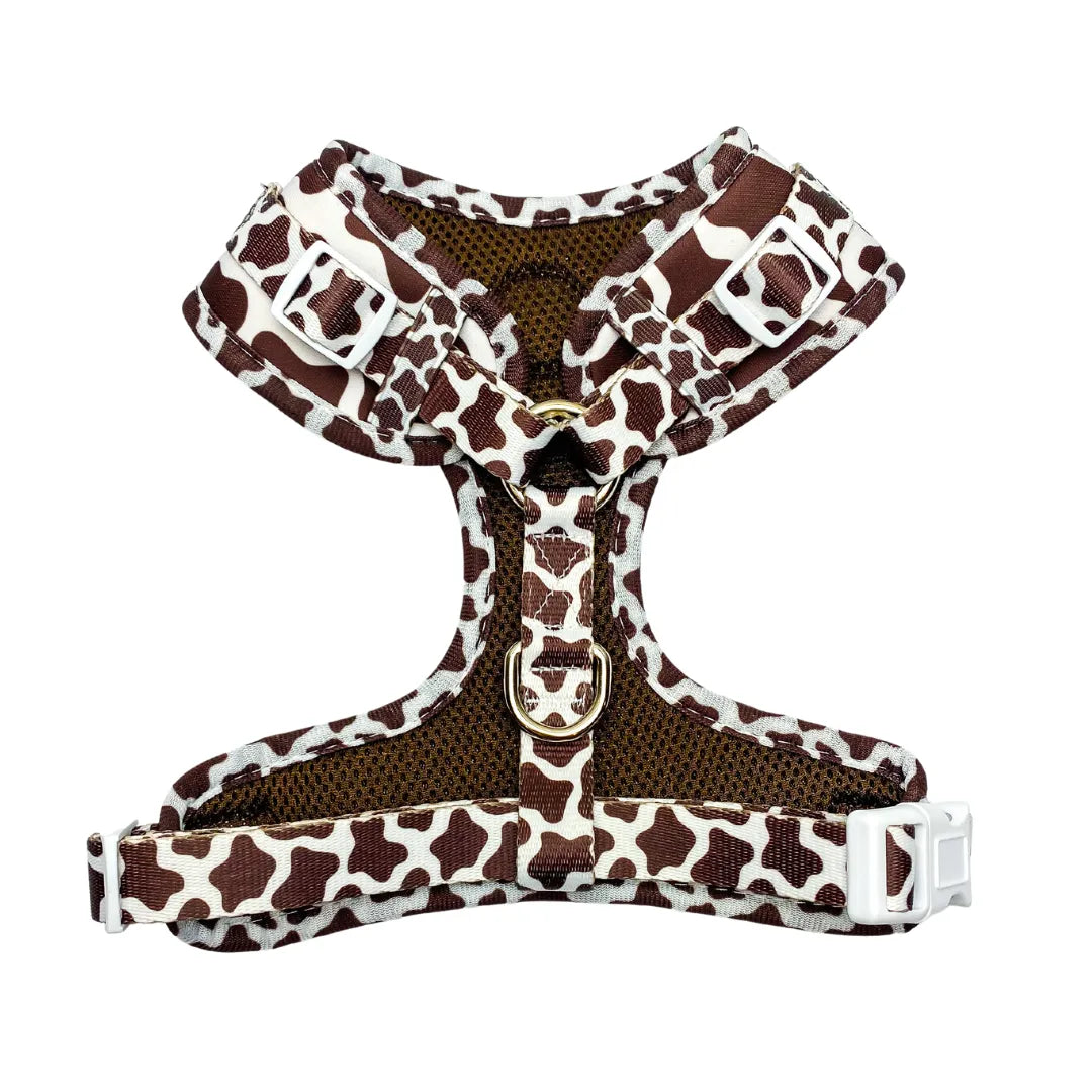 Purrfect Pet Kingdom® - Chocolate Cow Pattern Adjustable Harness for Small Breed Do - Dog Harness