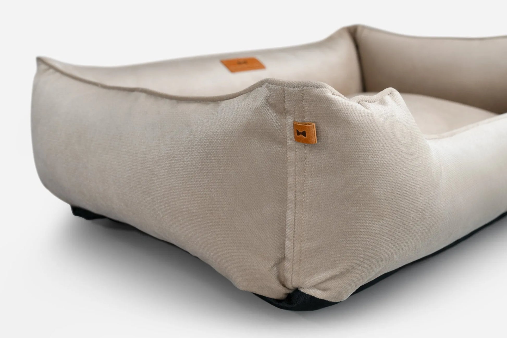 Purrfect Pet Kingdom - Classic Velvet Sleeper Dog Bed Beige - Bolster Beds
