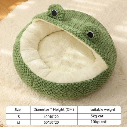 Purrfect Pet Kingdom® - Cozy Frog Plush Pet Bed for Small Dogs and Cats Under 5KG - Nests