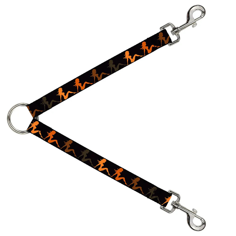 Purrfect Pet Kingdom - Dog Leash Splitter - Mud Flap Girl Repeat Black/Orange Fade - Pet Leash Extentions