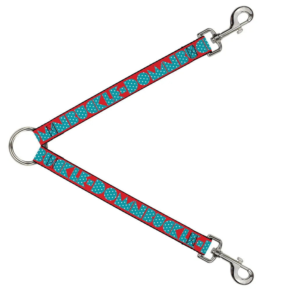 Purrfect Pet Kingdom - Dog Leash Splitter -  Shapes Red/Dot Turquoise/White - Pet Leash Extentions