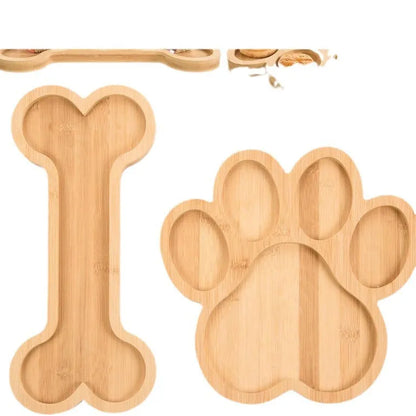 Purrfect Pet Kingdom® - Dog-paw-shaped Bone Wooden Or Bamboo Irregular Dinner Plate - 0
