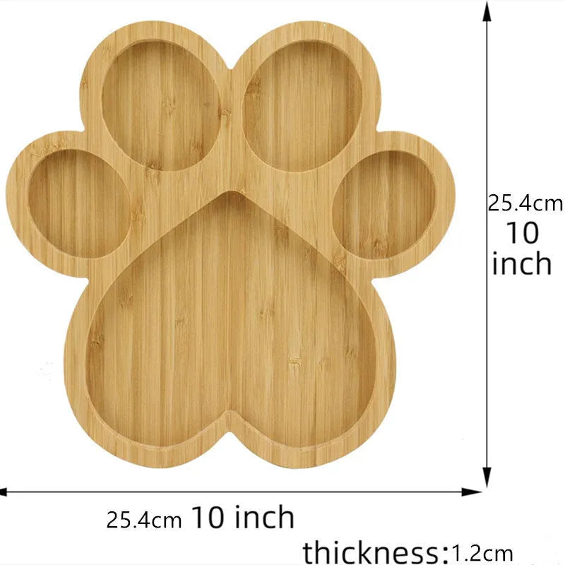 Purrfect Pet Kingdom® - Dog-paw-shaped Bone Wooden Or Bamboo Irregular Dinner Plate - 0