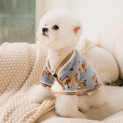 Purrfect Pet Kingdom® - Dog Striped Knitted Sweater Cardigan Clothing - Pet Sweaters