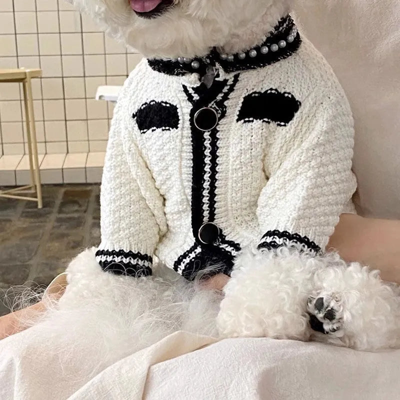 Purrfect Pet Kingdom® - Dog Striped Knitted Sweater Cardigan Clothing - Pet Sweaters