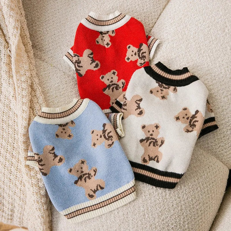 Purrfect Pet Kingdom® - Dog Striped Knitted Sweater Cardigan Clothing - Pet Sweaters