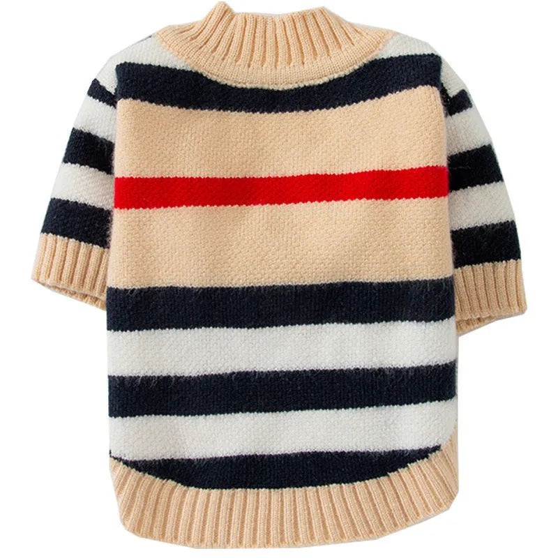 Purrfect Pet Kingdom® - Dog Striped Knitted Sweater Cardigan Clothing - Pet Sweaters