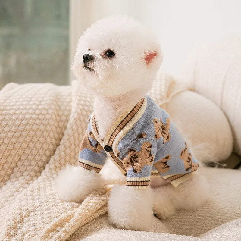 Purrfect Pet Kingdom® - Dog Striped Knitted Sweater Cardigan Clothing - Pet Sweaters