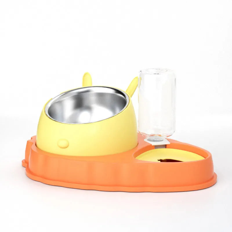 Purrfect Pet Kingdom® - Double Bowl Stainless Steel Carrots Antiskid Pet Feeding - Bowls