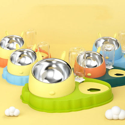 Purrfect Pet Kingdom® - Double Bowl Stainless Steel Carrots Antiskid Pet Feeding - Bowls