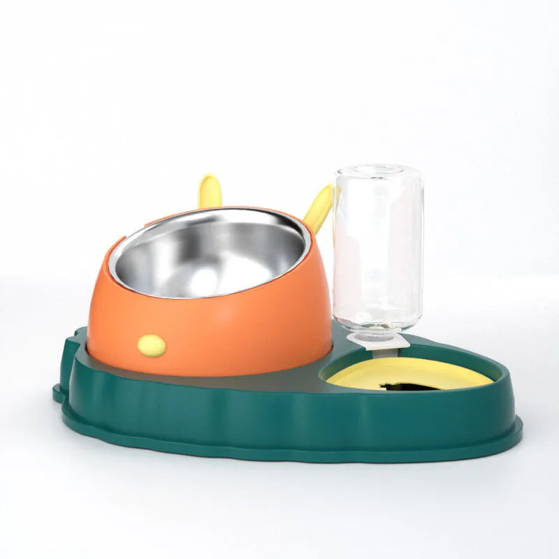 Purrfect Pet Kingdom® - Double Bowl Stainless Steel Carrots Antiskid Pet Feeding - Bowls