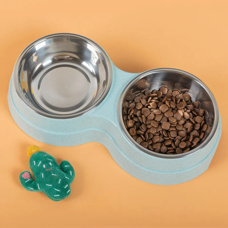 Purrfect Pet Kingdom® - Double Pet Bowls Dog Food Water Feeder Stainless Steel Pet - 5