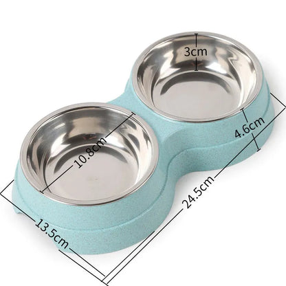 Purrfect Pet Kingdom® - Double Pet Bowls Dog Food Water Feeder Stainless Steel Pet - 5