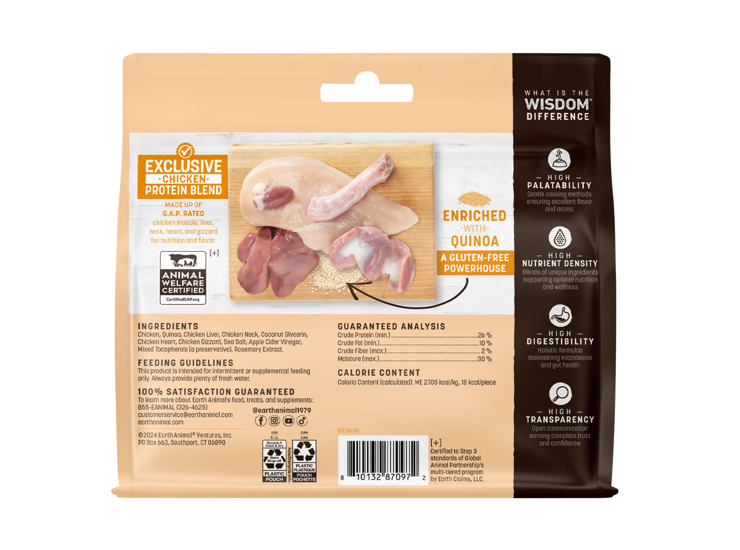 Purrfect Pet Kingdom® - Earth Animal Wisdom Air Dried Chicken Jerky Dog Treats (4oz) - Ear Care