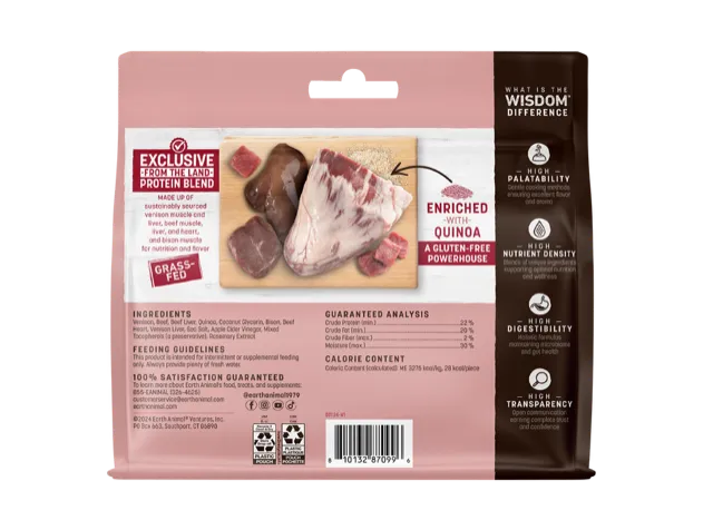 Purrfect Pet Kingdom® - Earth Animal Wisdom Air Dried From The Land Jerky Dog Treats - Dog Treats