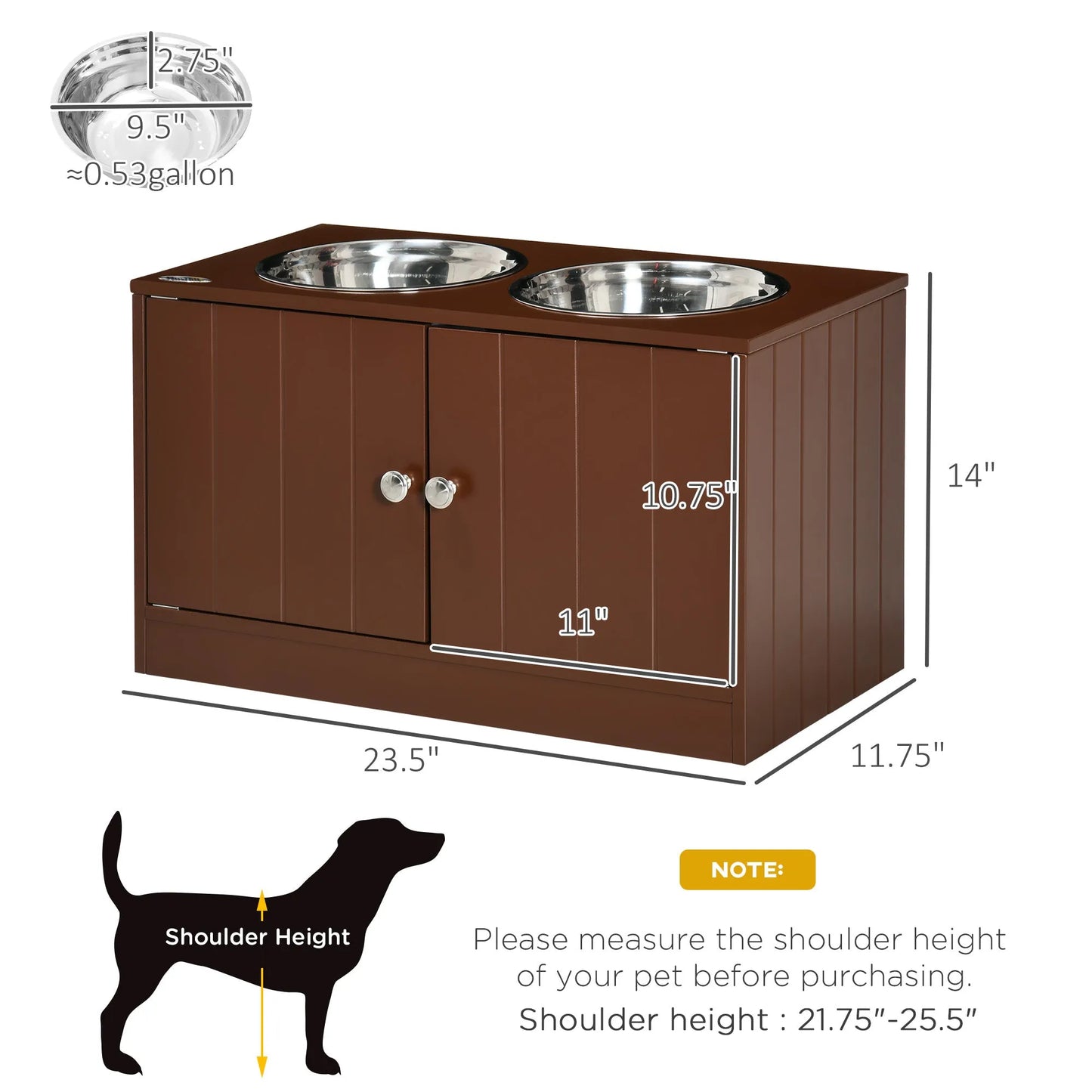 Purrfect Pet Kingdom - Elevated Dog Bowls with Storage Cabinet, Raised Dog Bowl Stand Pet Food Bowl Dog Feeding Station, B...