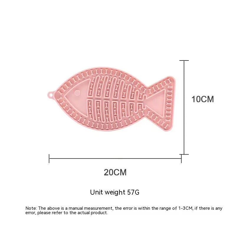 Purrfect Pet Kingdom® - Fish-shaped Round Pet Silicone Snack Pad - Slow Feeder Bowls