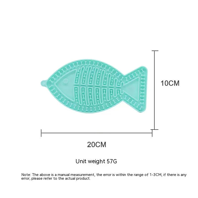 Purrfect Pet Kingdom® - Fish-shaped Round Pet Silicone Snack Pad - Slow Feeder Bowls