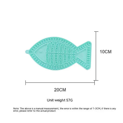 Purrfect Pet Kingdom® - Fish-shaped Round Pet Silicone Snack Pad - Slow Feeder Bowls