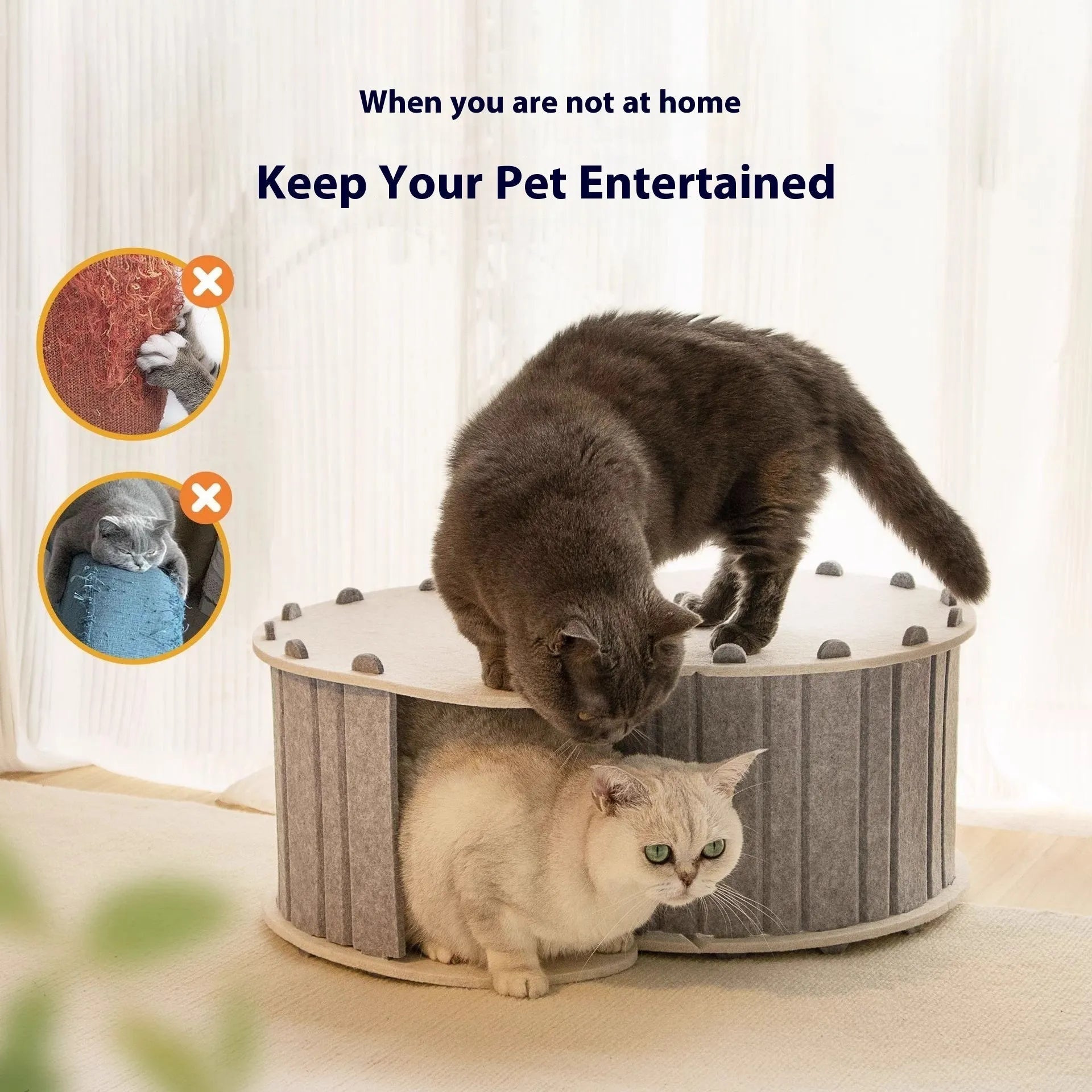 Purrfect Pet Kingdom® - Foldable Semi-closed Felt Cat Scratch Board Nest - Cat Condos & Houses
