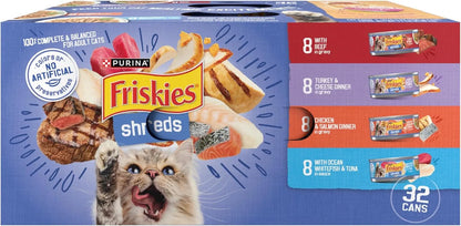 Purrfect Pet Kingdom® - Friskies Shreds Variety Pack 32Ct of 5.5Oz Cans - Wet Cat Food