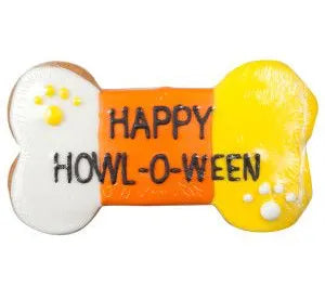 Purrfect Pet Kingdom Halloween 4-Inch Bones Gluten Free Dog Treats, 6 pack, ideal for dogs, featuring festive bone shapes.