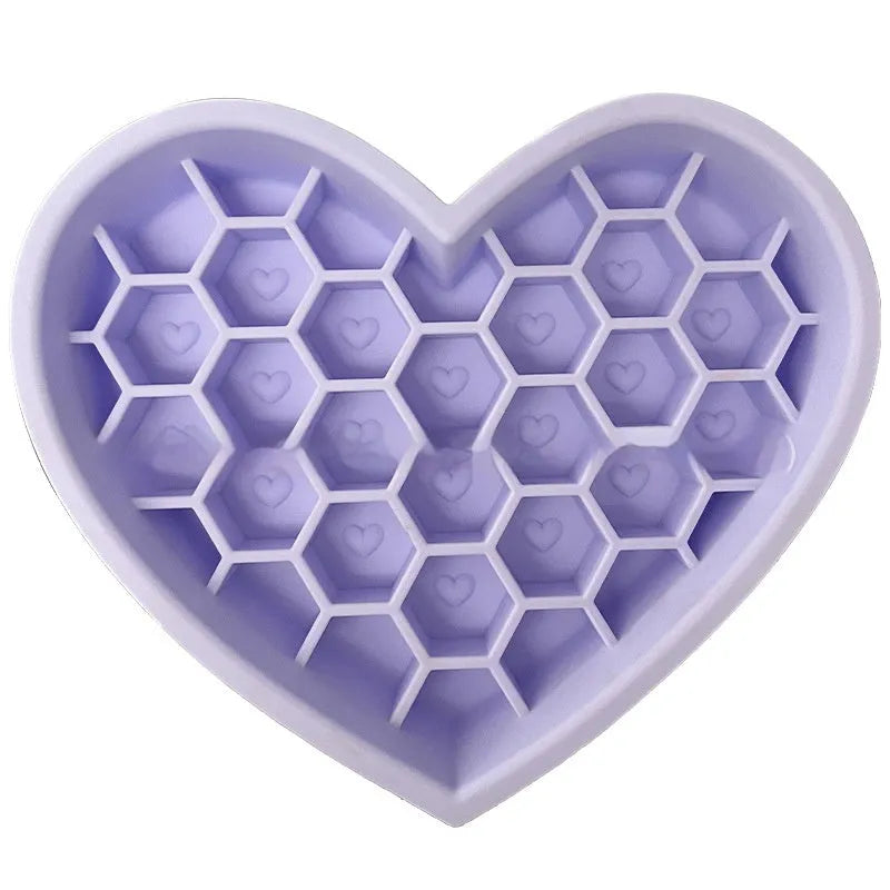 Purrfect Pet Kingdom® - Honeycomb Heart-shaped Edible Silicon Easy To Clean And - Slow Feeder Bowls