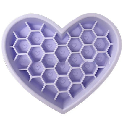 Purrfect Pet Kingdom® - Honeycomb Heart-shaped Edible Silicon Easy To Clean And - Slow Feeder Bowls