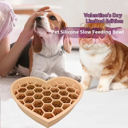 Purrfect Pet Kingdom® - Honeycomb Heart-shaped Edible Silicon Easy To Clean And - Slow Feeder Bowls