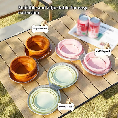 Purrfect Pet Kingdom® - Integrated Folding Pet Double Bowl Outdoor Dedicated - Dog Travel Bowls
