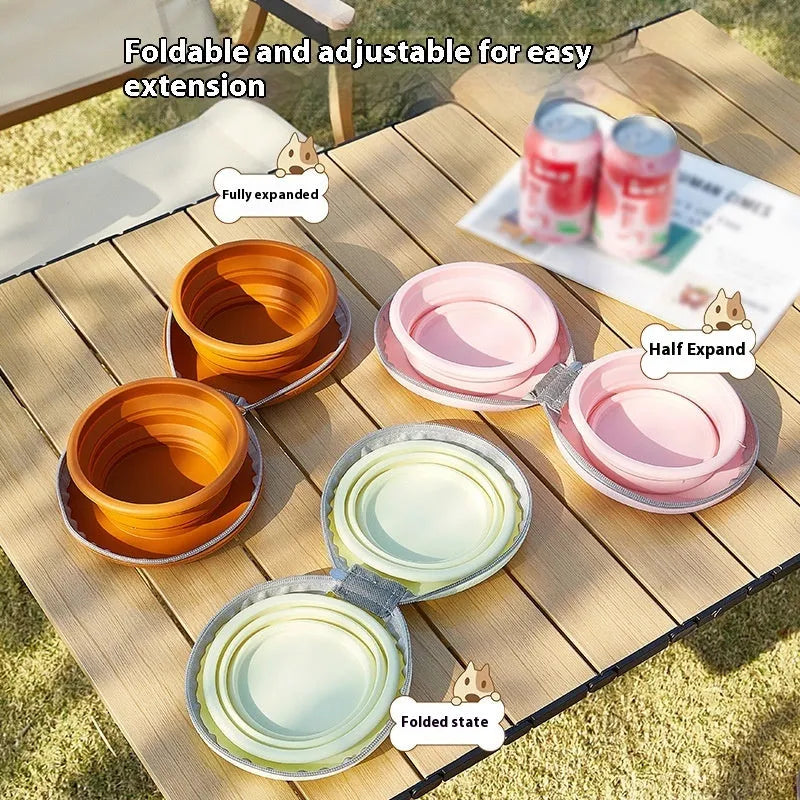 Purrfect Pet Kingdom® - Integrated Folding Pet Double Bowl Outdoor Dedicated - Dog Travel Bowls