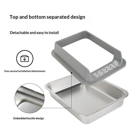 Purrfect Pet Kingdom® - Large-capacity High-sided Semi-enclosed Cat Litter Box - 0