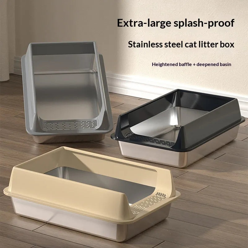 Purrfect Pet Kingdom® - Large-capacity High-sided Semi-enclosed Cat Litter Box - 0