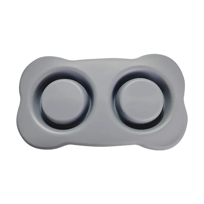 Purrfect Pet Kingdom® - Large Silicone Pet Bowl Double Dog Bowl Stainless Steel - Bowls