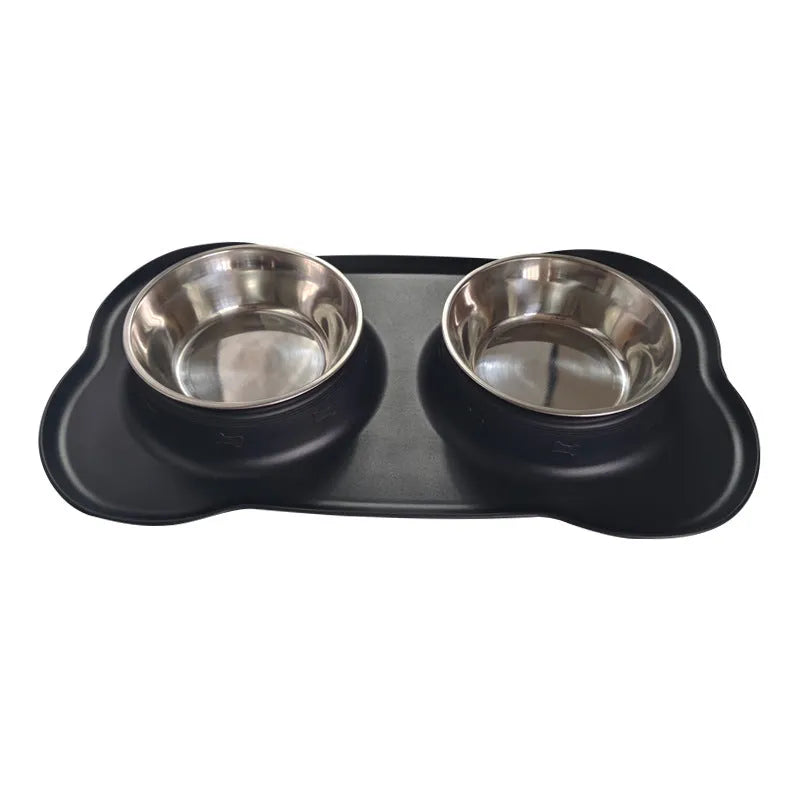 Purrfect Pet Kingdom® - Large Silicone Pet Bowl Double Dog Bowl Stainless Steel - Bowls